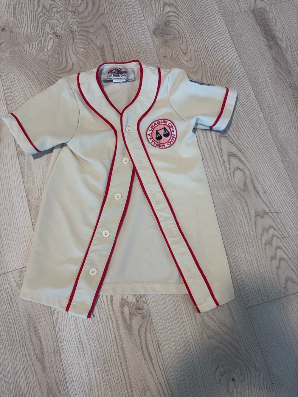 A League Of Their Own Cream Girls Baseball-Style Button Down uniform top